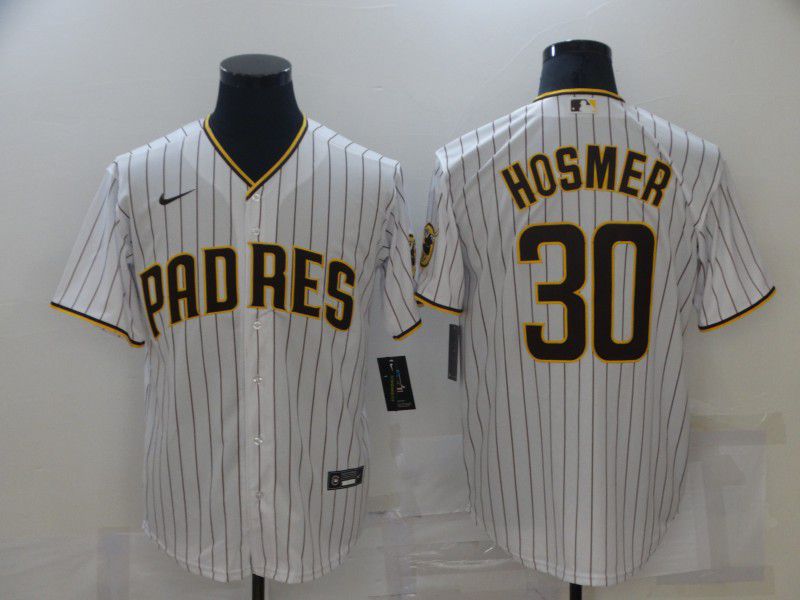 Men San Diego Padres #30 Hosmer White stripe Game 2021 Nike MLB Jersey